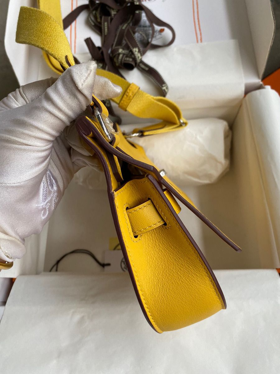 Hermes Jypsiere Mini Handmade Bag In Jaune Ambre Swift Calfskin - Image 7