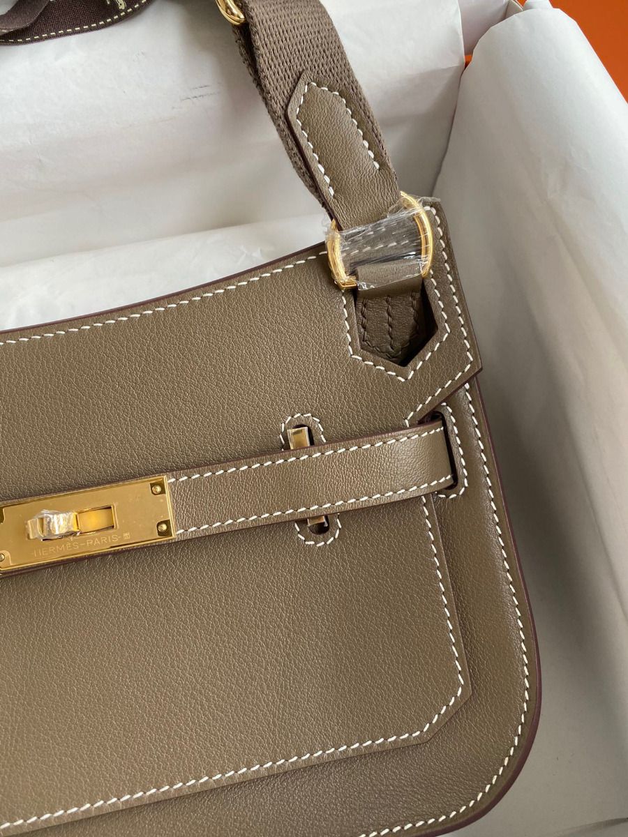 Hermes Jypsiere Mini Handmade Bag In Taupe Swift Calfskin - Image 4