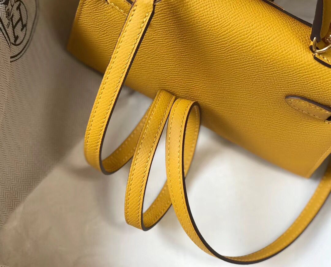 Hermes Kelly Mini II Bag In Yellow Epsom Leather GHW - Image 8
