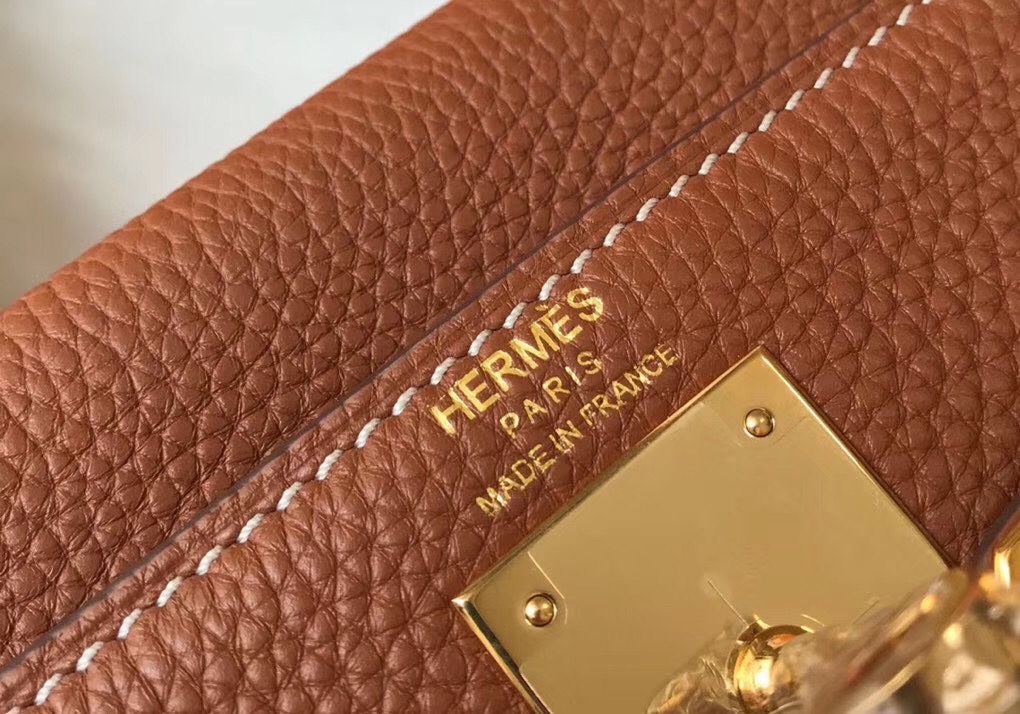 Hermes Kelly 25cm Retourne Bag In Gold Clemence Leather - Image 7