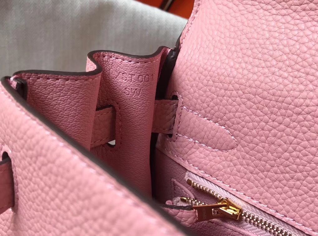 Hermes Kelly 25cm Retourne Bag In Pink Clemence Leather - Image 8