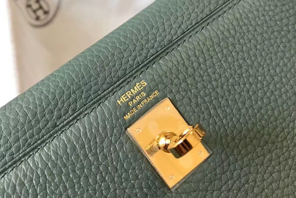 Hermes Kelly 25cm Retourne Bag In Vert Amande Clemence Leather - Image 5