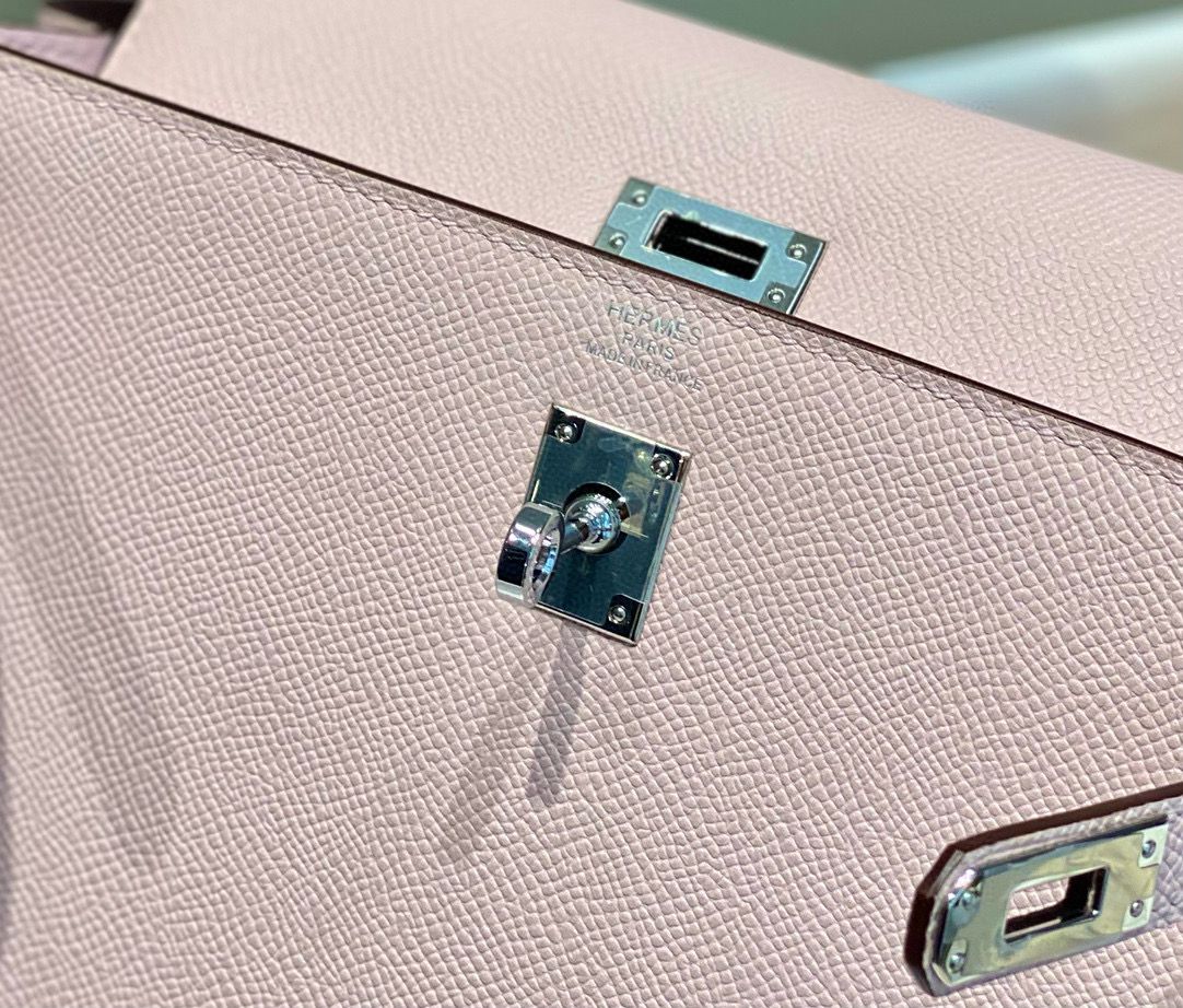 Hermes Kelly 25cm Sellier Bag In Mauve Pale Epsom Leather - Image 5