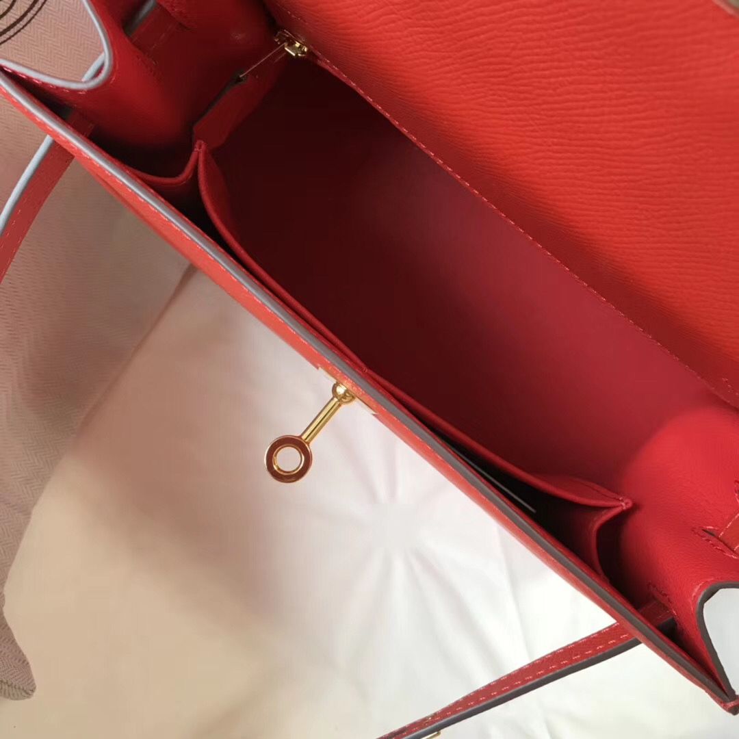 Hermes Kelly 25cm Sellier Bag In Piment Epsom Leather - Image 8