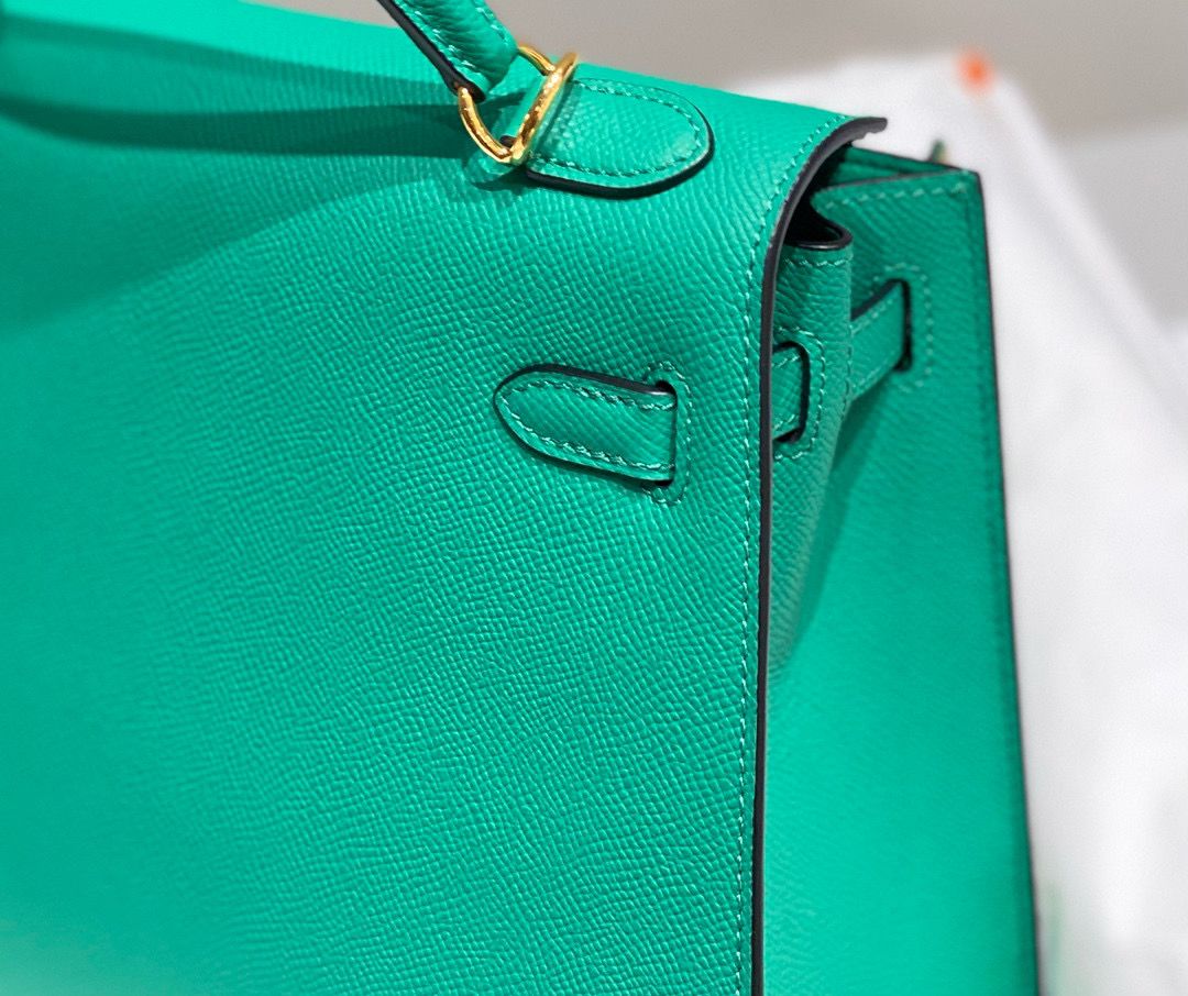 Hermes Kelly 25cm Sellier Bag In Vert Jade Epsom Leather - Image 8