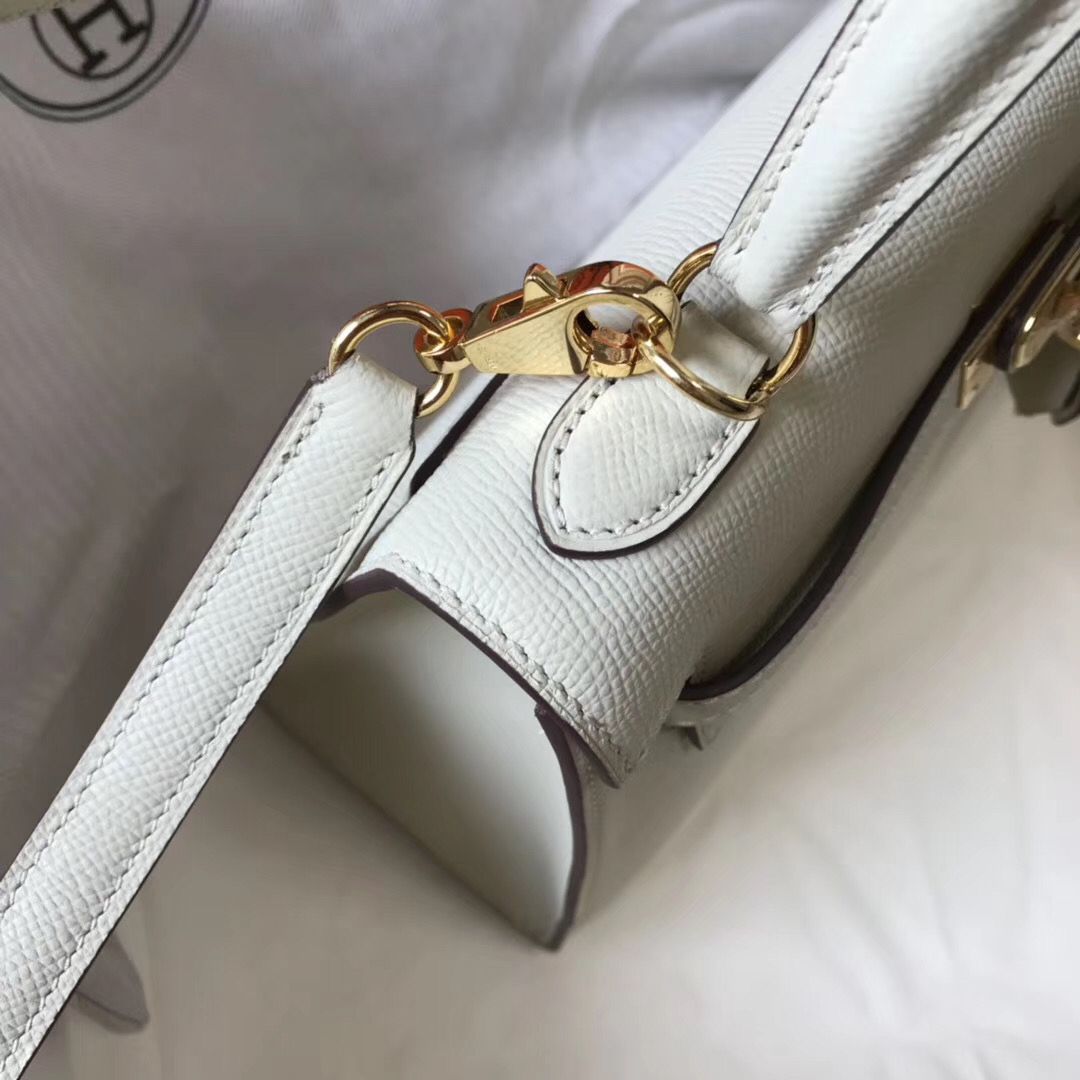 Hermes Kelly 25cm Sellier Bag In White Epsom Leather - Image 5