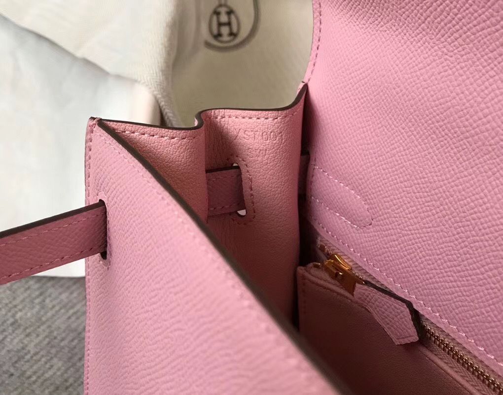 Hermes Kelly 28cm Bag In Mauve Sylvestre Epsom Leather GHW - Image 7