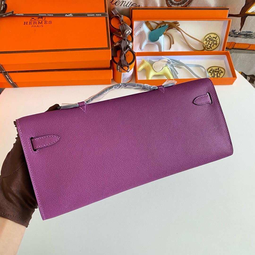 Hermes Kelly Cut Handmade Bag in Anemone Epsom Calfskin - Image 3