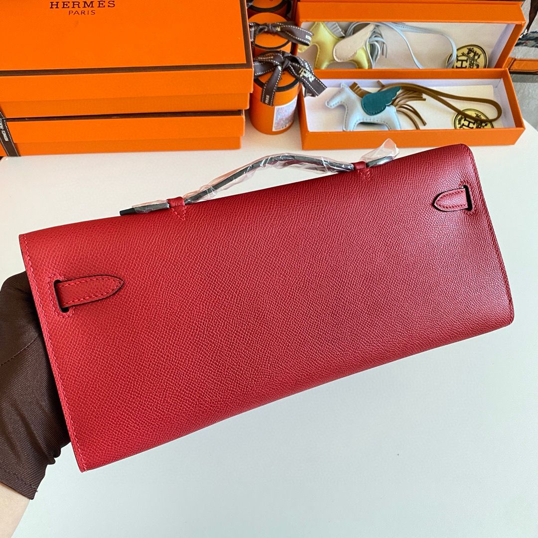 Hermes Kelly Cut Handmade Bag in Red Epsom Calfskin - Image 3