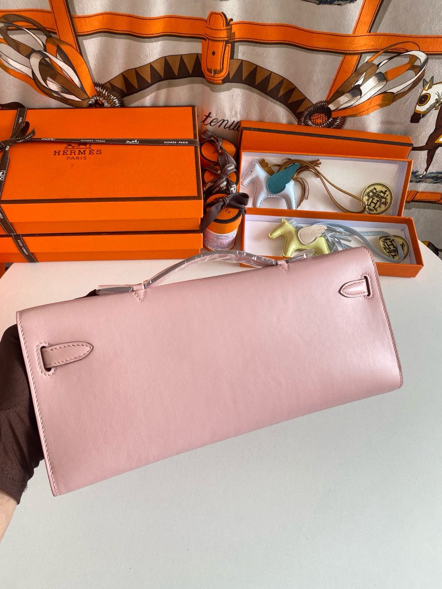 Hermes Kelly Cut Handmade Bag in Rose Sakura Swift Leather - Image 3