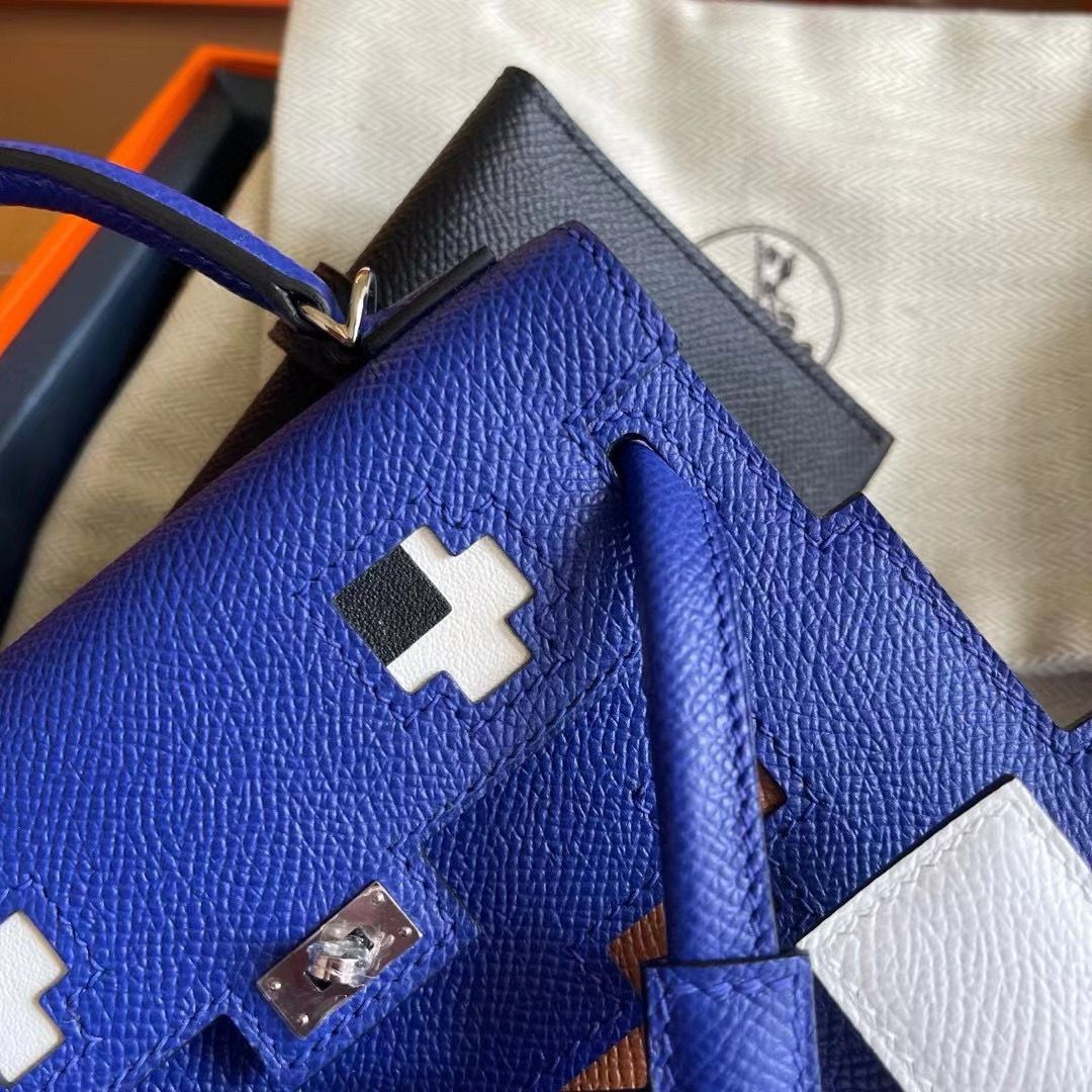 Hermes Kelly Doll Picto Bag in Blue Royal Epsom Calfskin - Image 5
