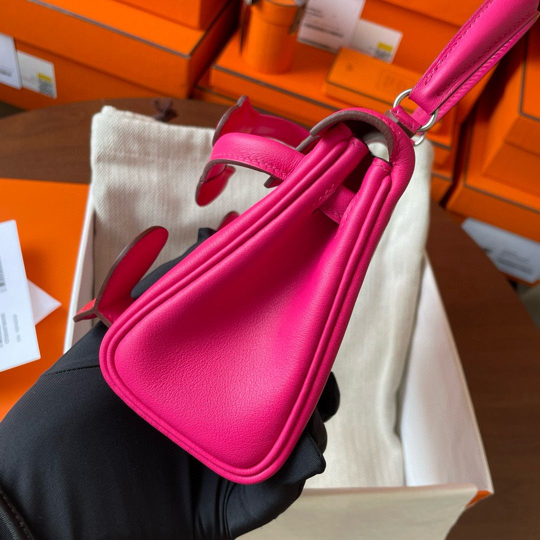Hermes Kelly Doll Quelle Idole Bag in Rose Mexico Swift Calfskin - Image 8