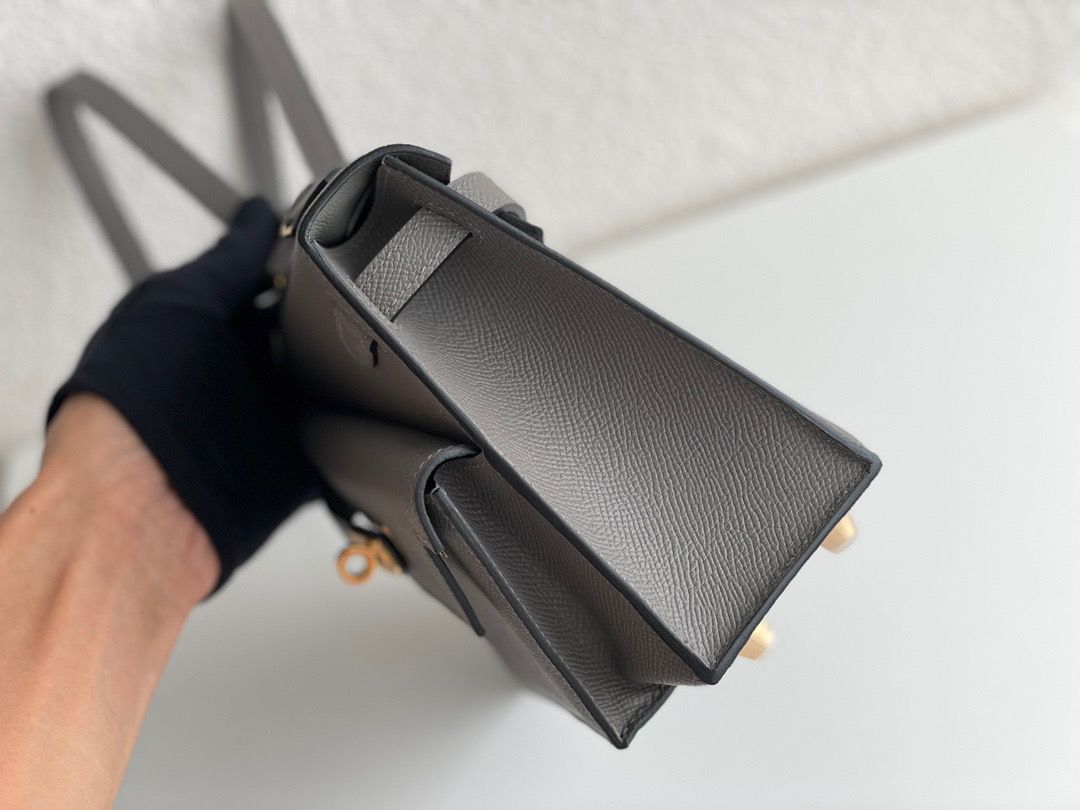 Hermes Kelly En Desordre 20 Handmade Bag In Etain Epsom Calfskin - Image 5