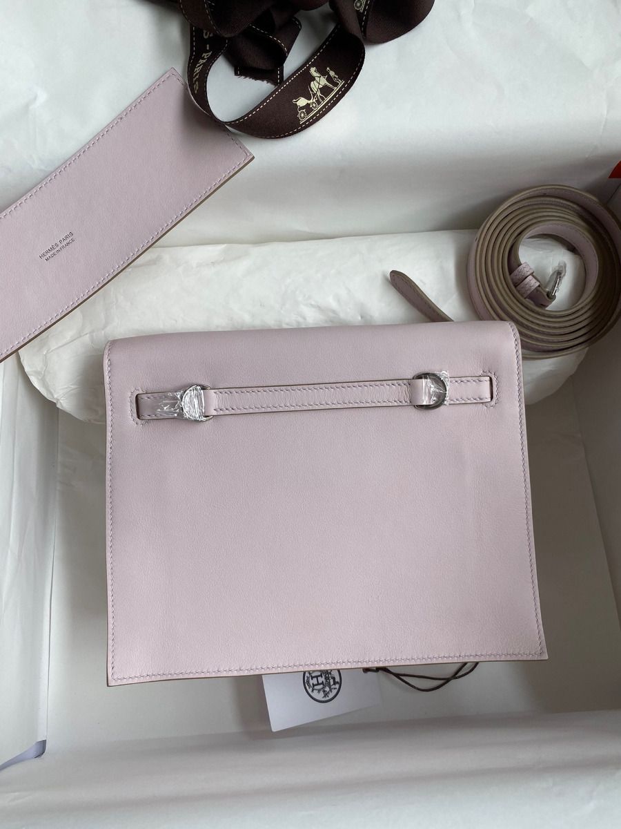Hermes Kelly Danse II Bag In Mauve Pale Evercolor Calfskin - Image 3