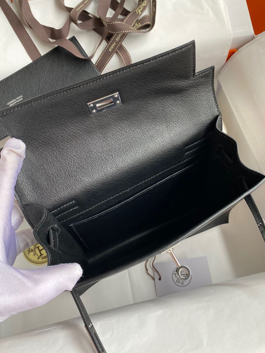Hermes Kelly Danse II Bag In Black Evercolor Calfskin - Image 7