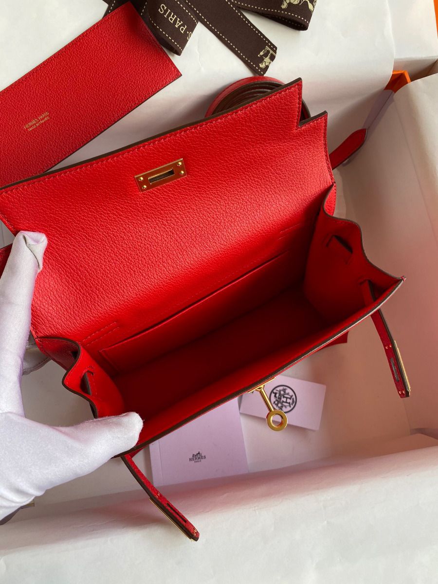 Hermes Kelly Danse II Bag In Red Evercolor Calfskin - Image 7