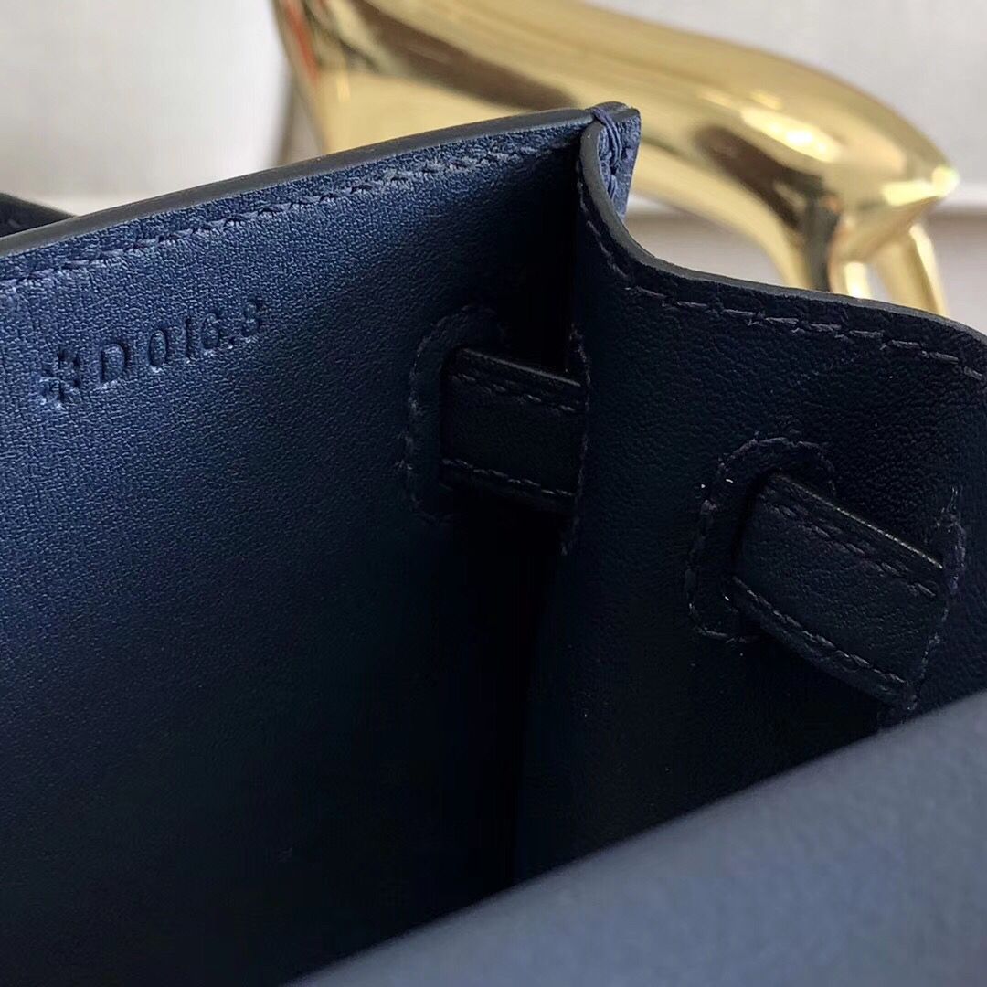 Hermes Kelly Danse Handmade Bag In Blue Swift Leather - Image 8