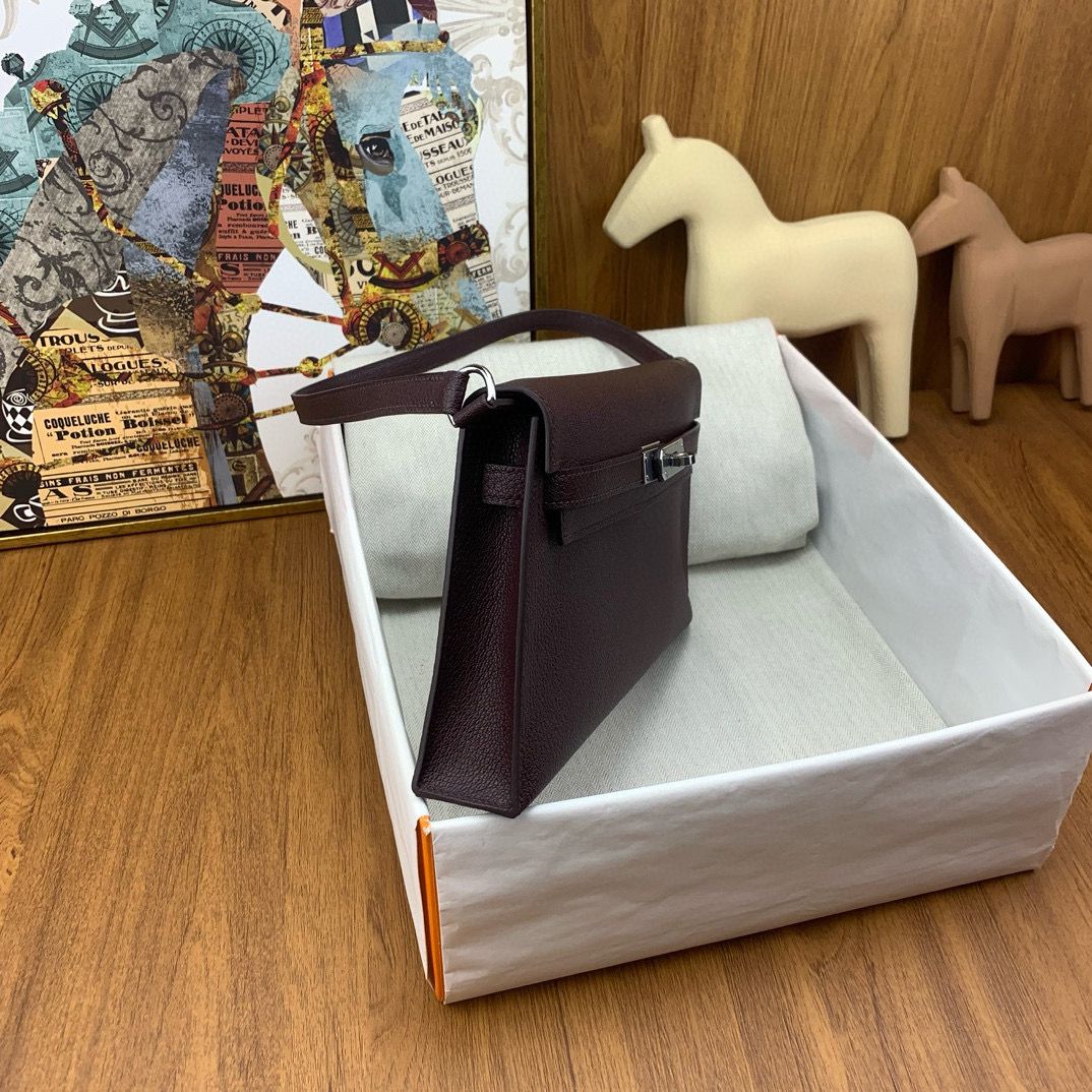 Hermes Kelly Elan Handmade Bag In Rouge Sellier Chevre Mysore Leather - Image 10