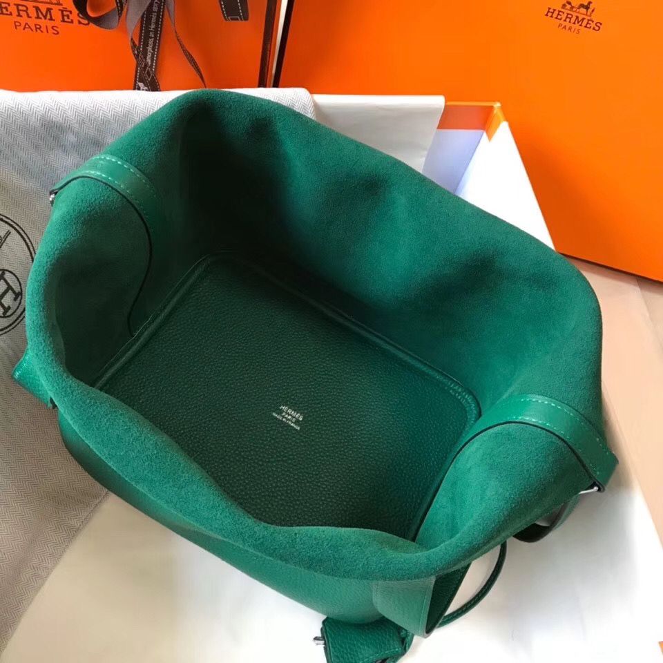 Hermes Picotin Lock 22 Bag In Vert Vertigo Clemence Leather - Image 8