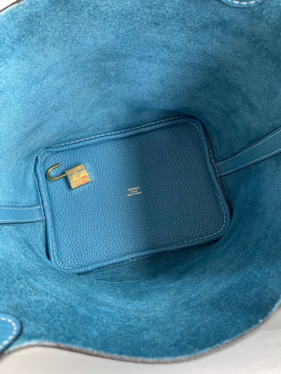 Hermes Picotin Lock 18 Handmade Bag in Blue Jean Clemence Leather - Image 7
