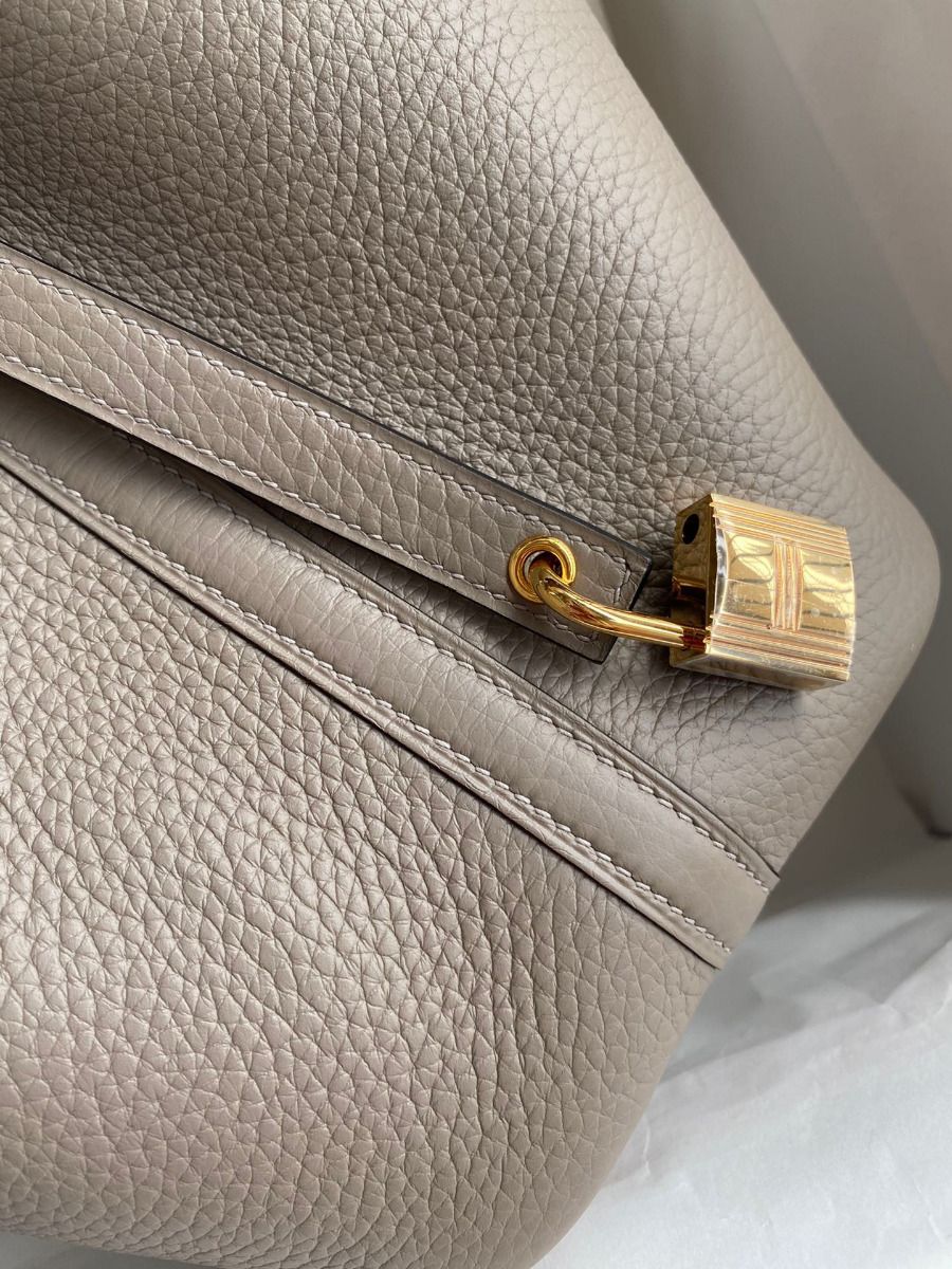 Hermes Picotin Lock 18 Handmade Bag in Gris Asphalt Clemence Leather - Image 4