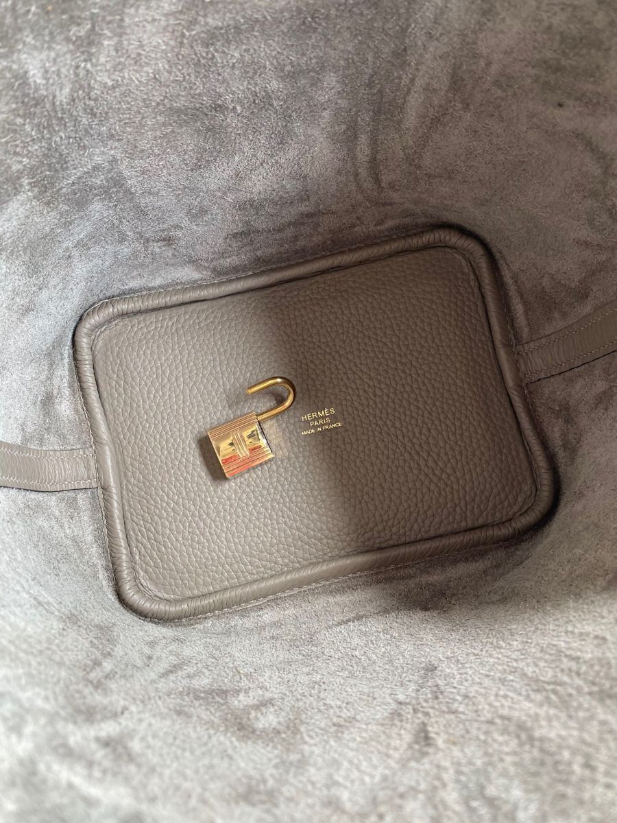 Hermes Picotin Lock 18 Handmade Bag in Gris Asphalt Clemence Leather - Image 15