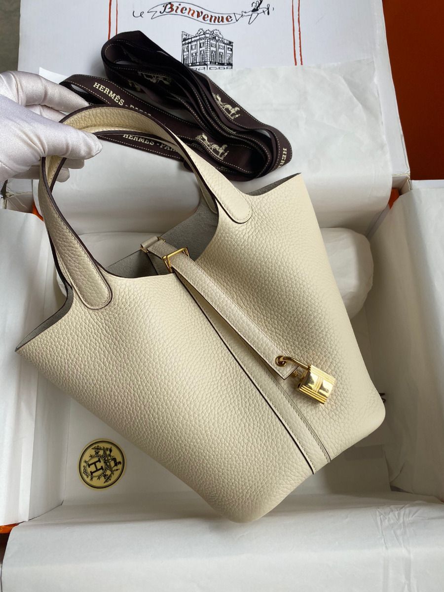 Hermes Picotin Lock 18 Handmade Bag in Nata Clemence Leather - Image 4