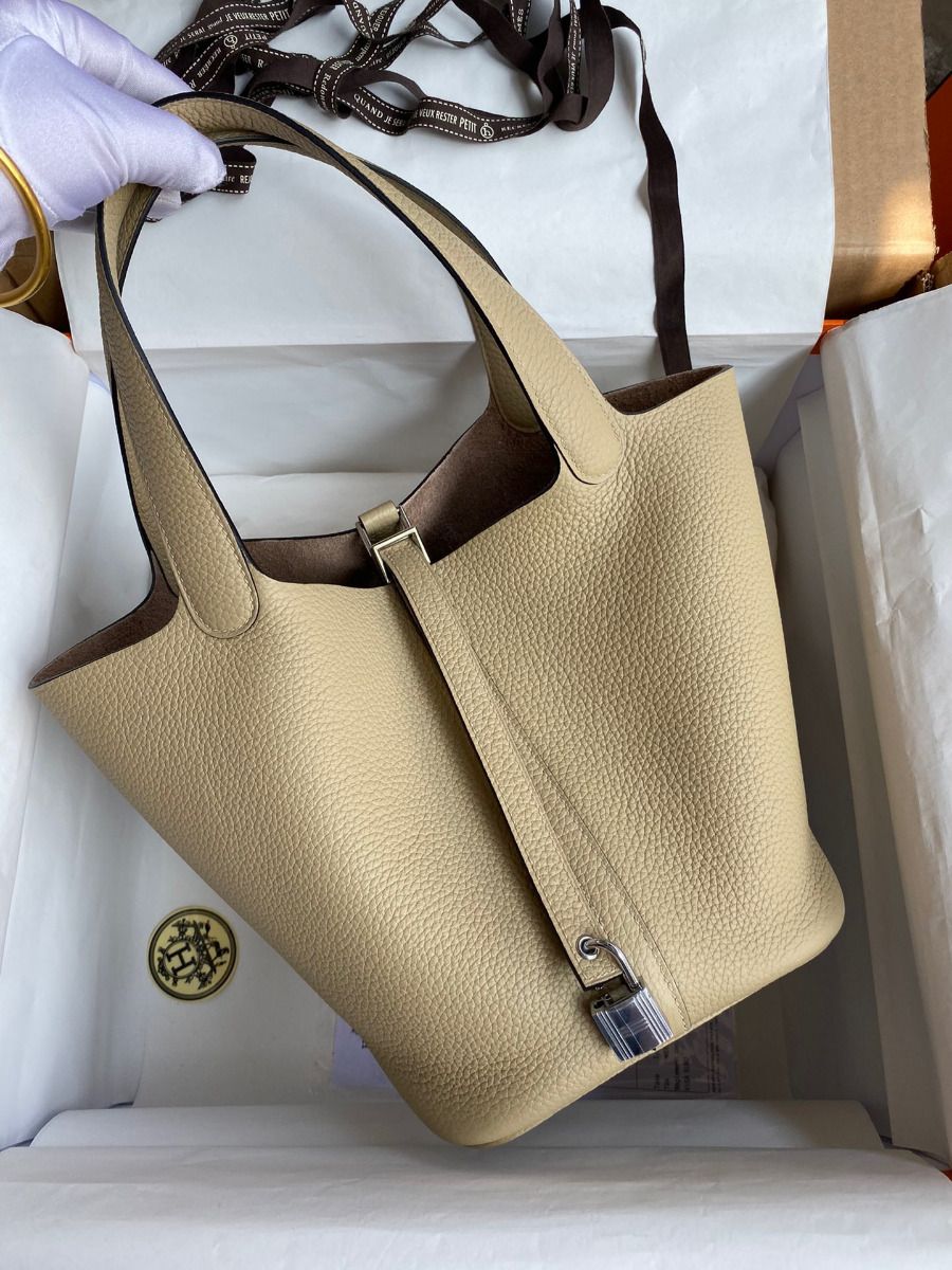 Hermes Picotin Lock 22 Handmade Bag in Trench Clemence Leather - Image 3