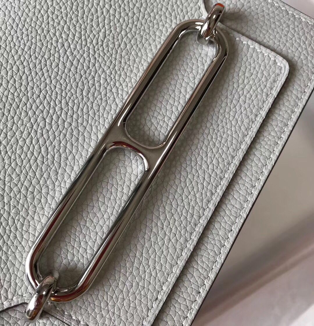 Hermes Mini Sac Roulis 18cm Bag In Pearl Grey Evercolor Calfskin - Image 7