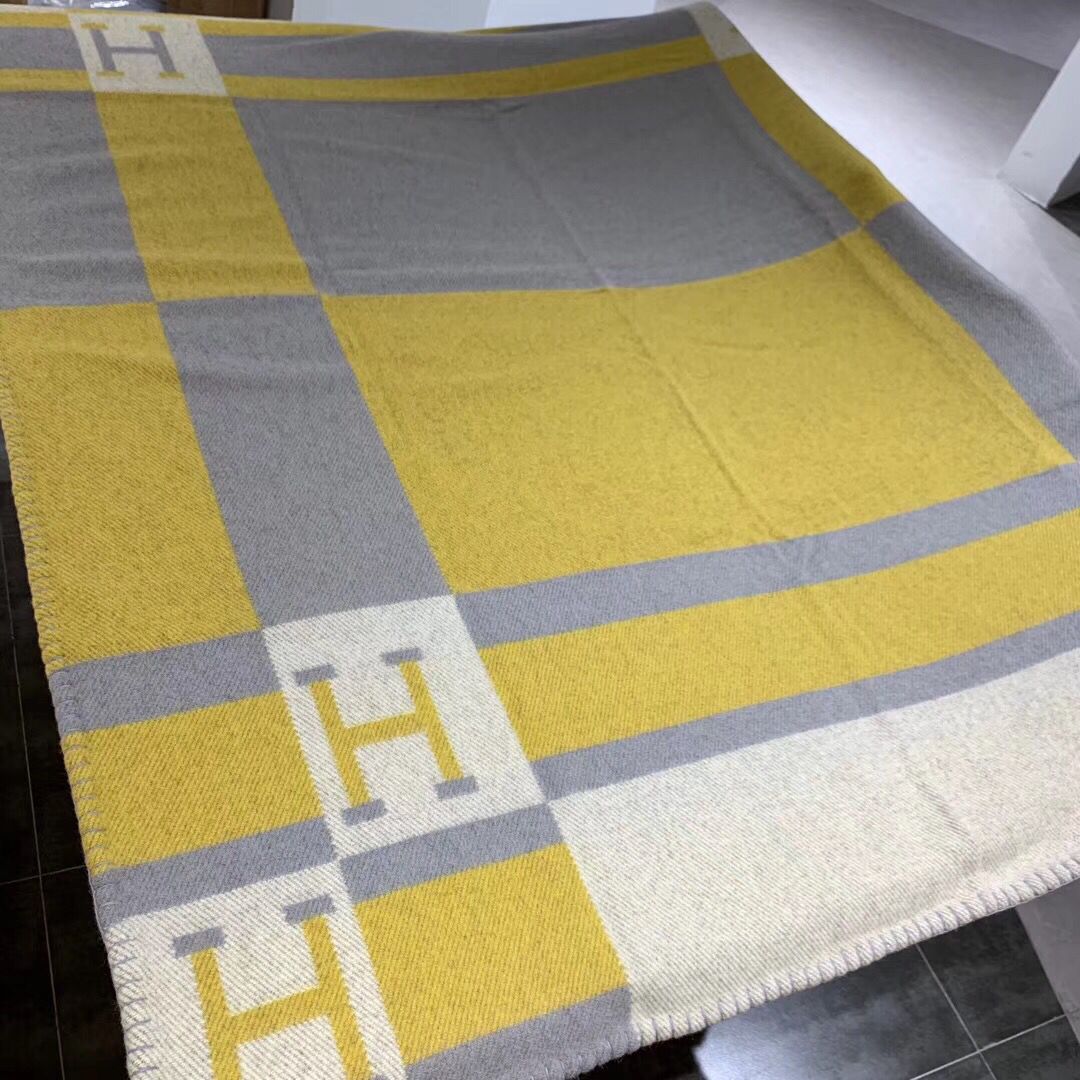 Hermes Jaune Avalon Bayadere Throw Blanket - Image 7