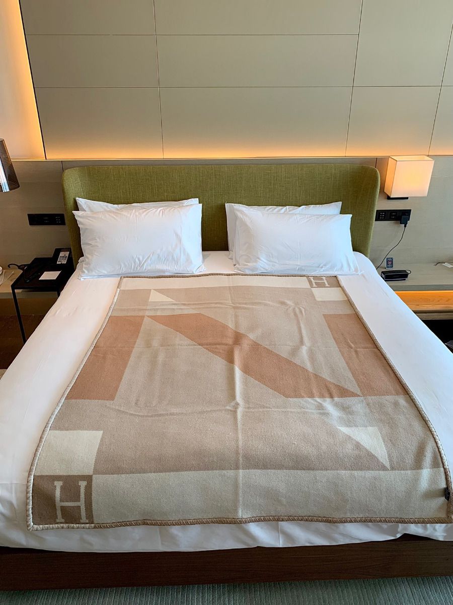 Hermes H Drapeau Blanket in Naturel and Grege Cashmere - Image 5