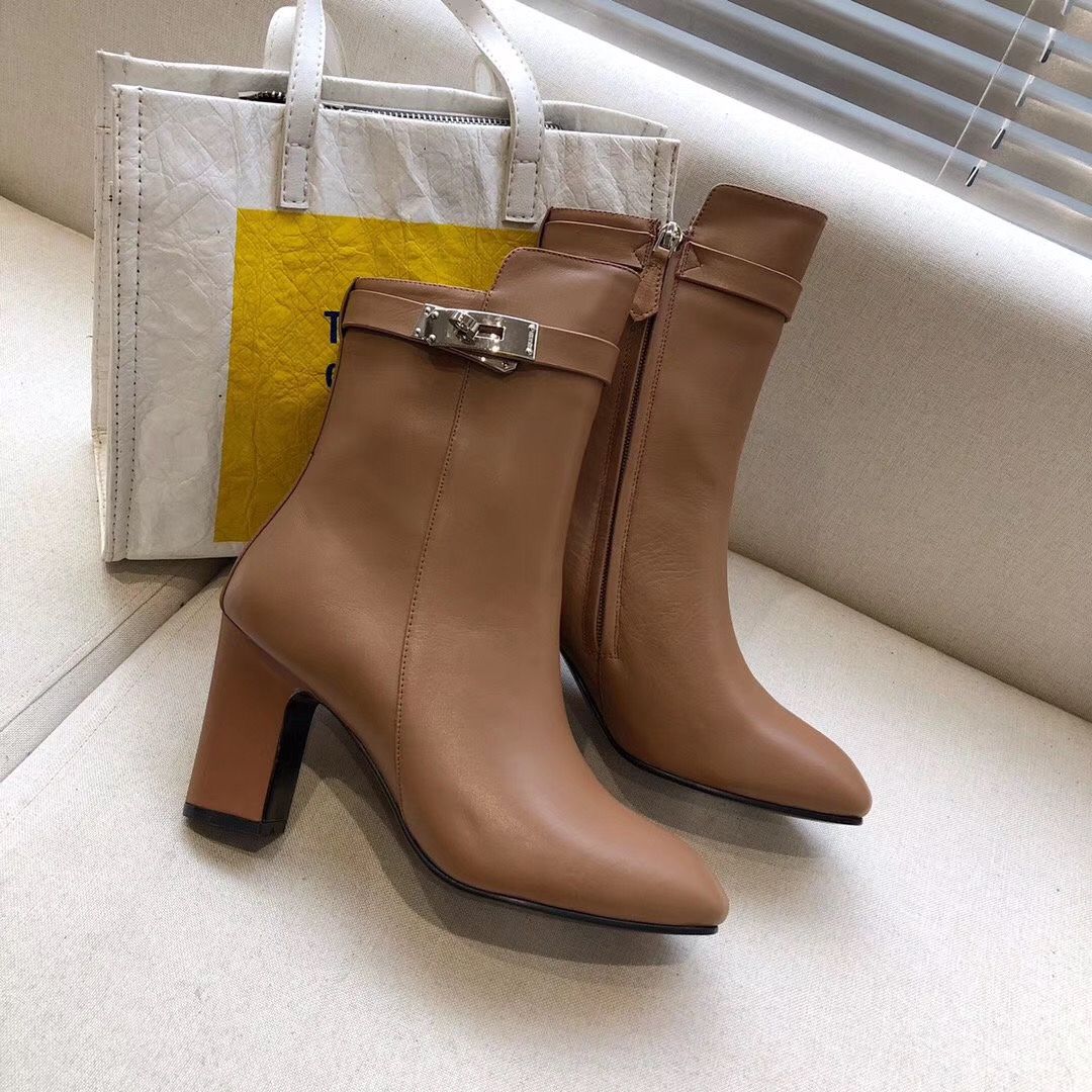Hermes Brown Joueuse Ankle Boots - Image 6