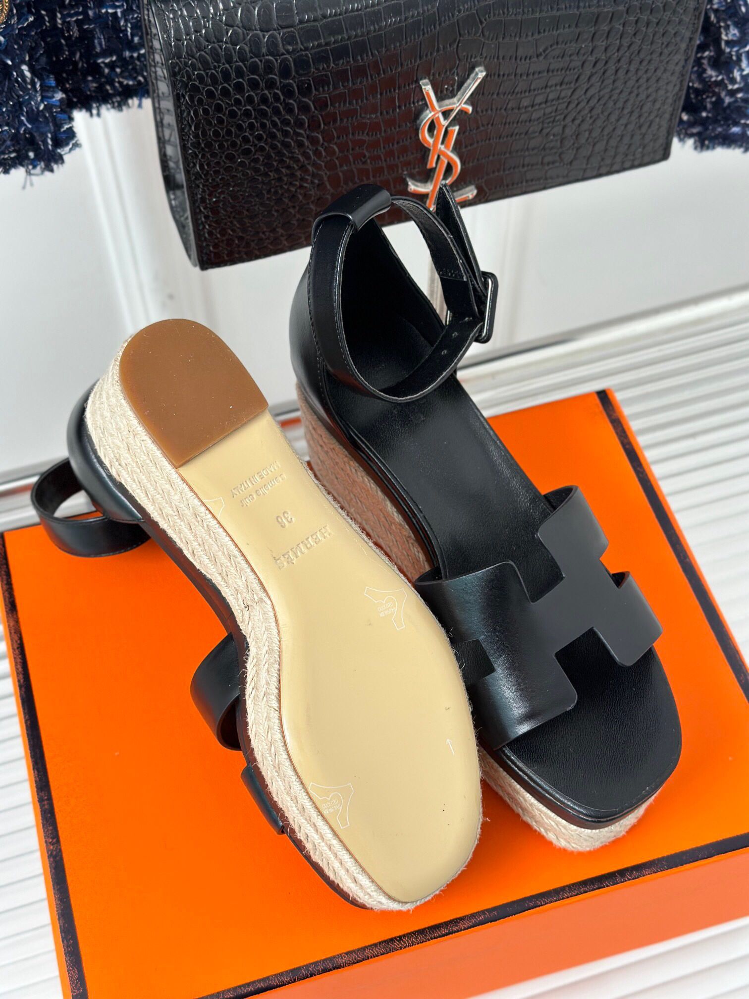 Hermes Elda Espadrilles in Black Leather - Image 10