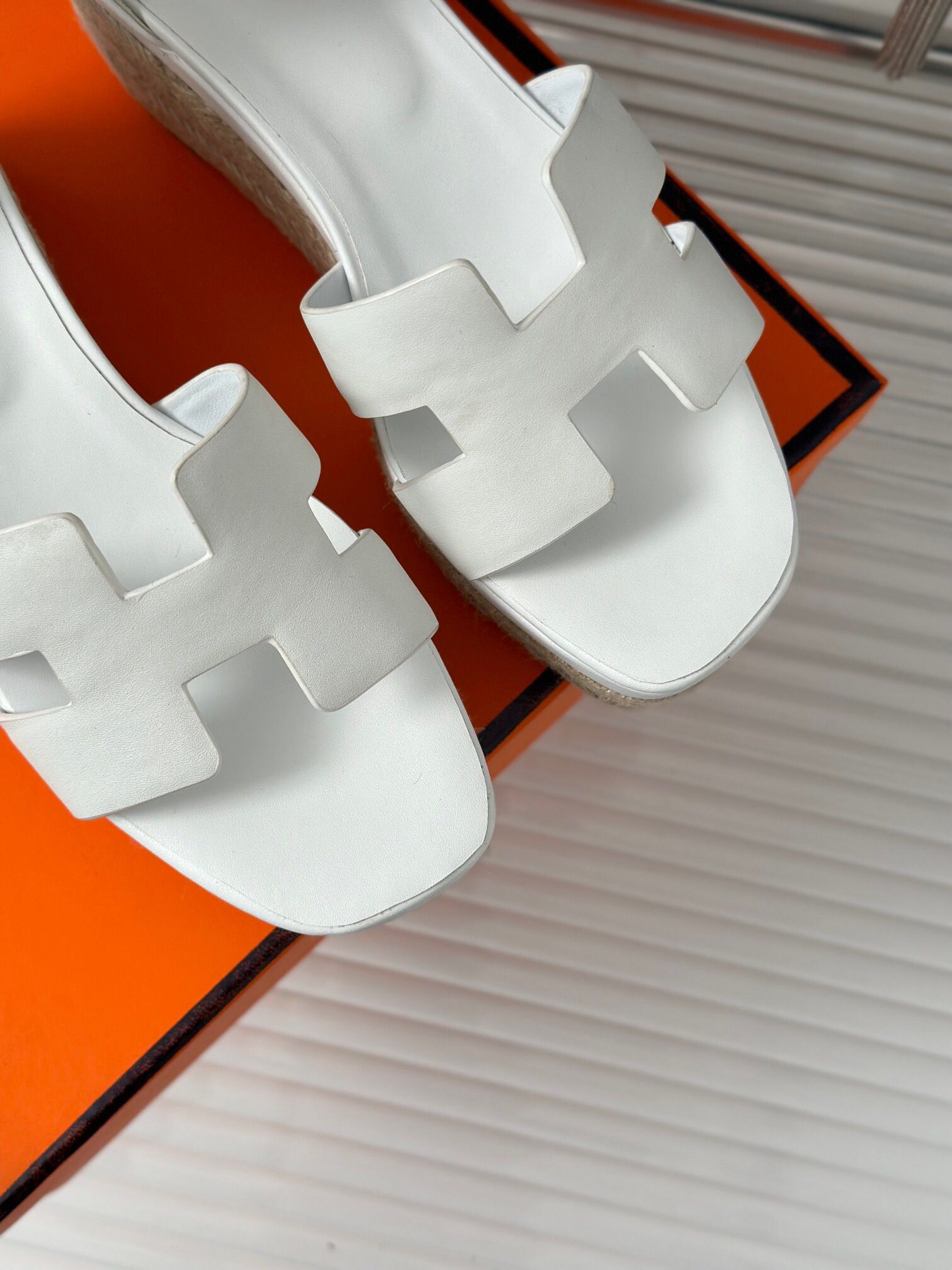 Hermes Elda Espadrilles in White Leather - Image 9