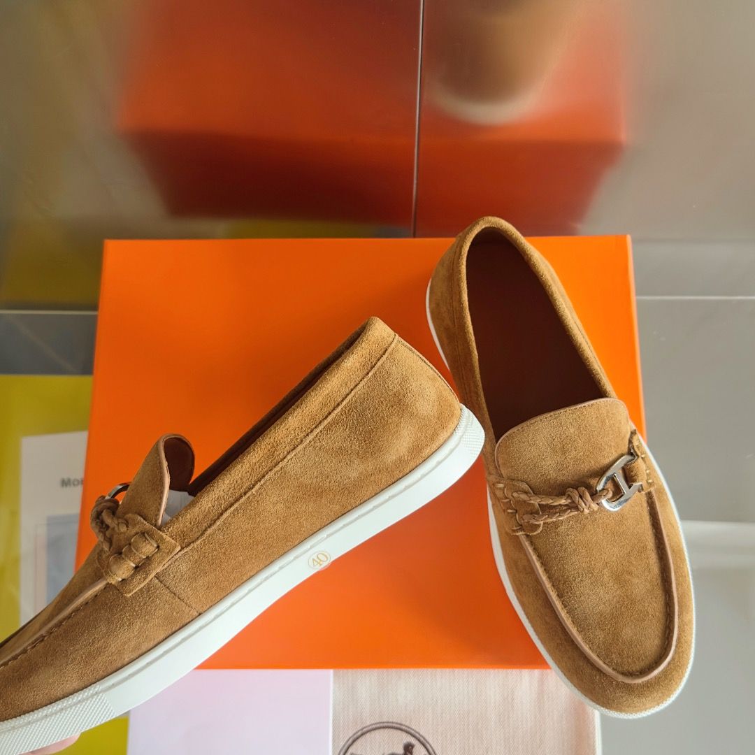 Hermes Men's Ignacio Loafers in Brown Suede Calfskin - Image 4