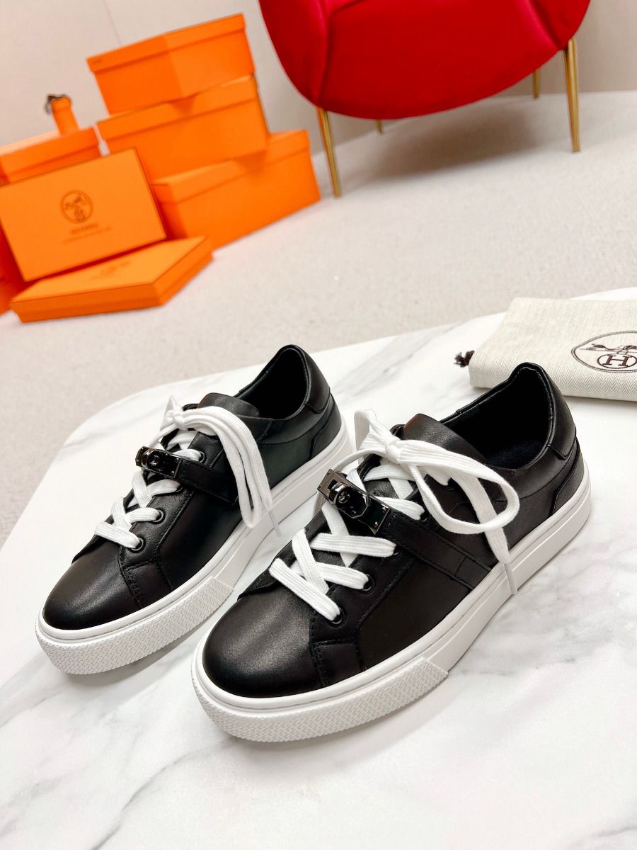 Hermes Men's Day Sneakers in Black Leather - Image 7