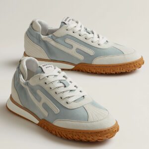 Hermes Men's Jet Sneakers in Blue/White Suede Leathe