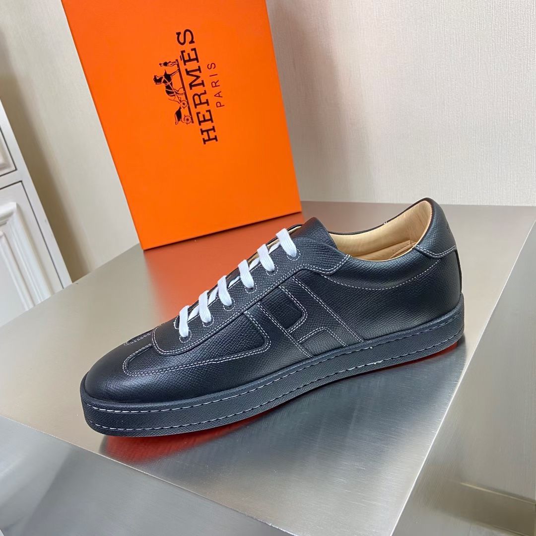 Hermes Boomerang Sneakers In Black Epsom Leather - Image 6