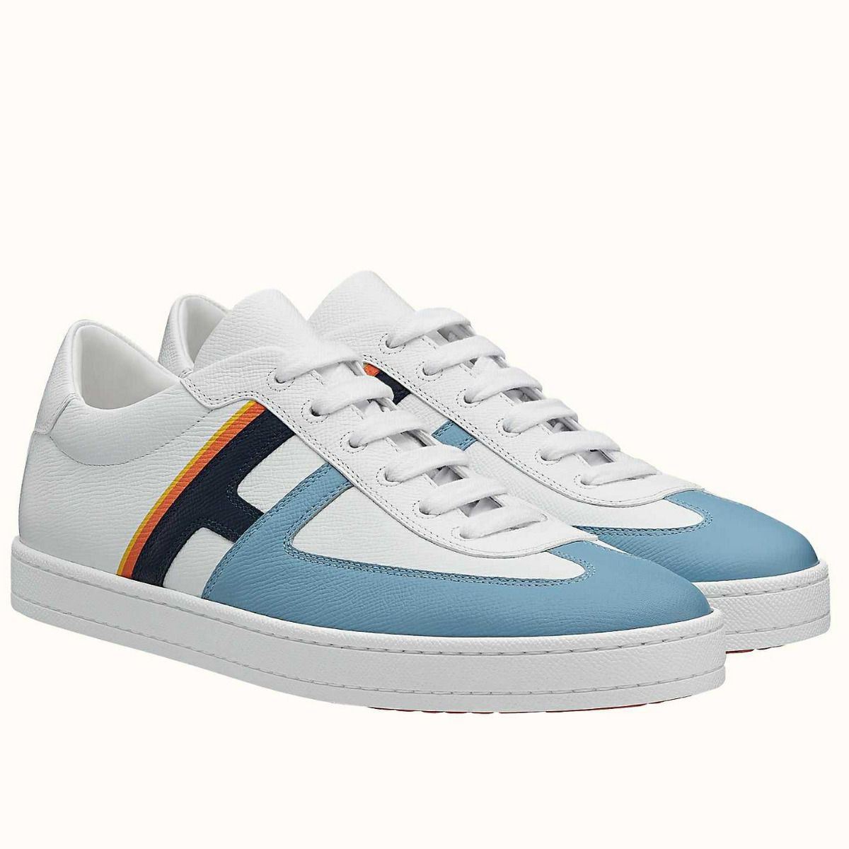Hermes Boomerang Sneakers In Multicolore Blue Leather