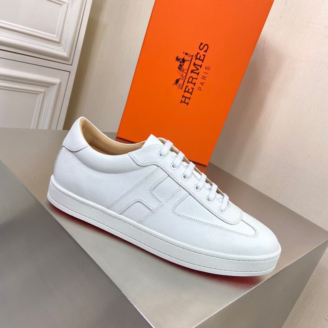 Hermes Boomerang Sneakers In White Epsom Leather - Image 5