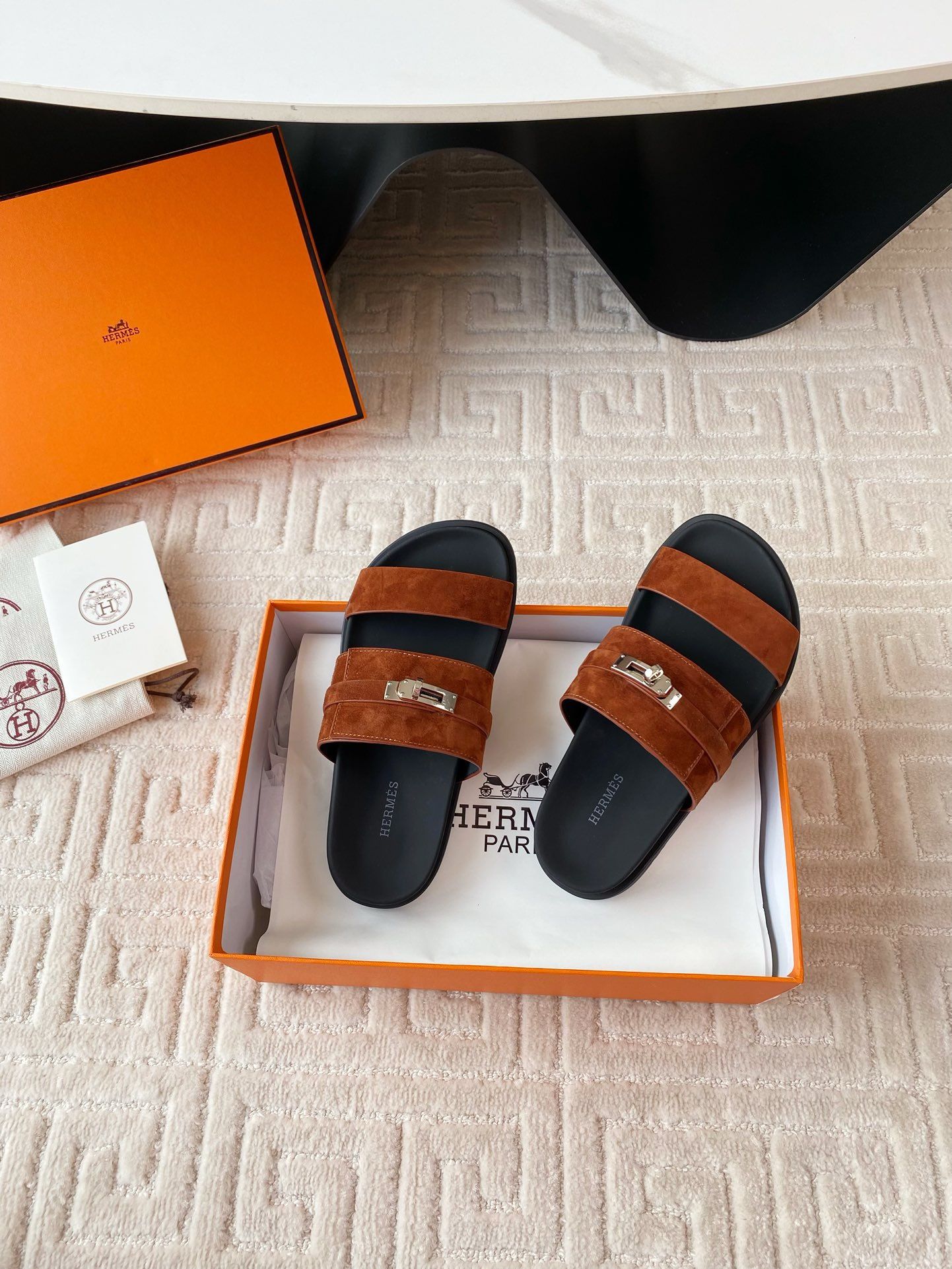 Hermes Men's Jackson Sandal in Brown Suede Leather - Image 8