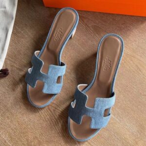 Hermes Oasis Sandals in Blue Denim