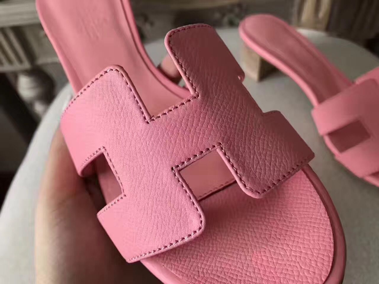 Hermes Oasis Sandals In Pink Epsom Leather - Image 7