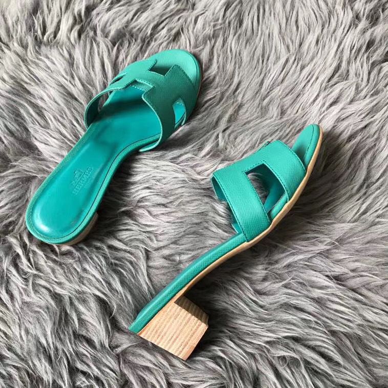 Hermes Oasis Sandals In Vert Veronese Epsom Leather - Image 4