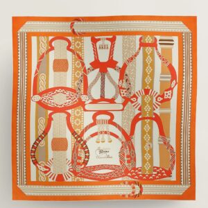 Hermes Orange Fantaisie d'Etriers Shawl 140