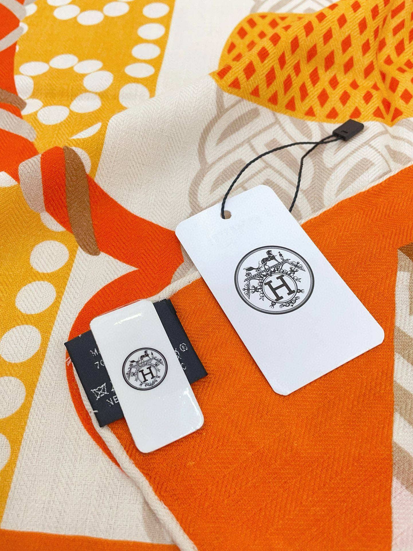 Hermes Orange Fantaisie d'Etriers Shawl 140 - Image 8