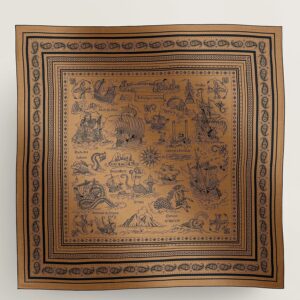 Hermes Caramel Tatouages Marins Bandana Shawl 140
