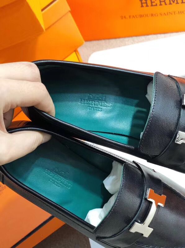 Hermes Paris Loafers In Noir Goatskin - Image 7