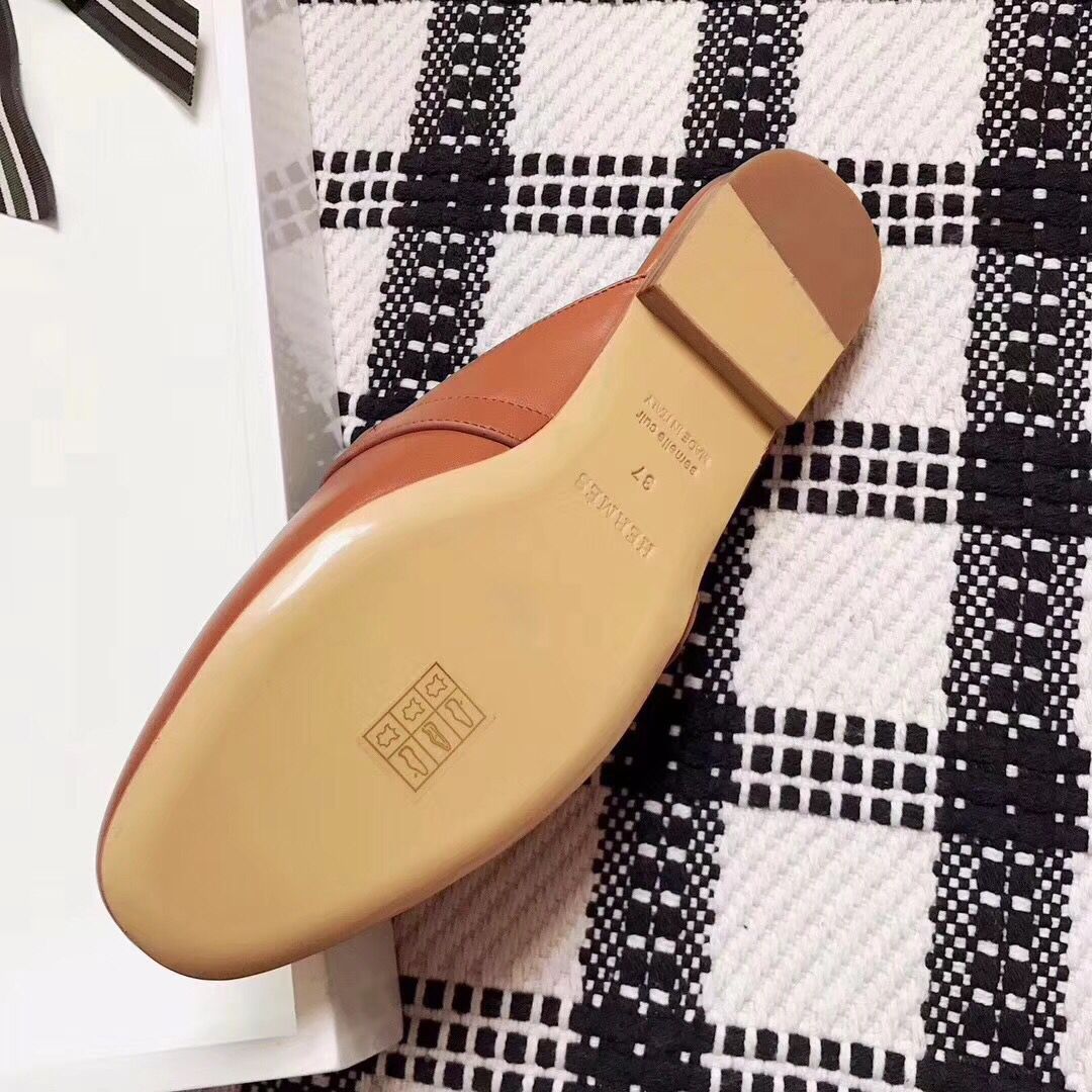 Hermes Oz Mules In Caramel Calfskin - Image 7