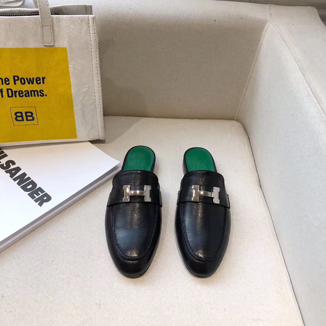 Hermes Trocadero Mules In Black Goatskin - Image 6